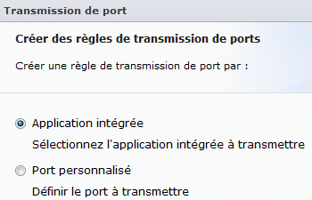 Transmission de port avec l'application intégrée