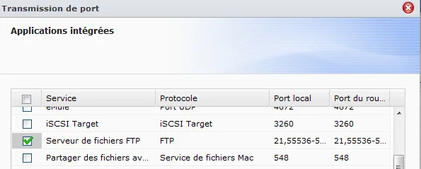 Cocher serveur de fichiers FTP