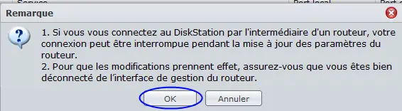 Bouton OK dans la fenêtre qui s'affiche