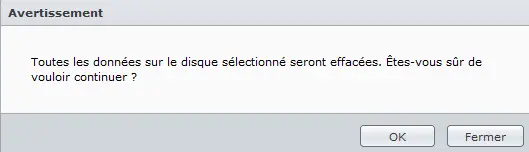 Validation du gestionnaire de stockage