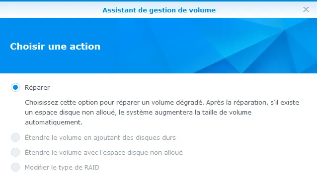 réparer le raid 1 sous DSM