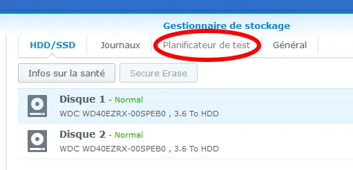 Planificateur de test S.M.A.R.T du stockage