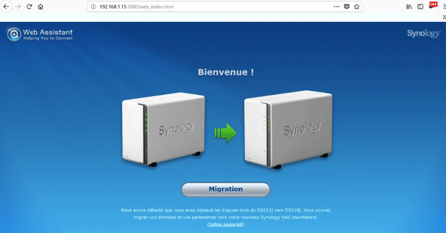 Migration DSM DS212J vers DS219J