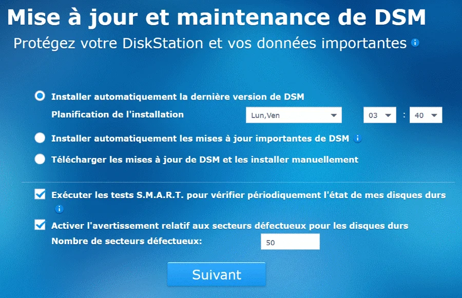 Mise à jour et maintenance de DSM