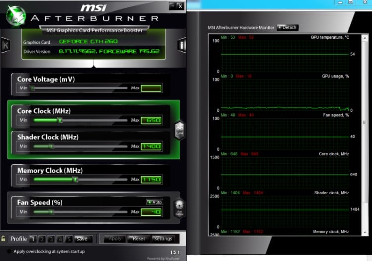 Le logiciel d'overclocking AfterBurner