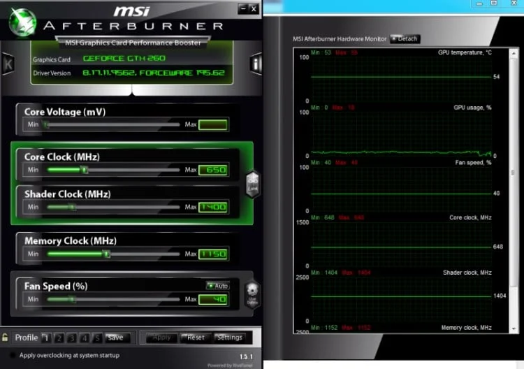 Le logiciel d'overclocking AfterBurner